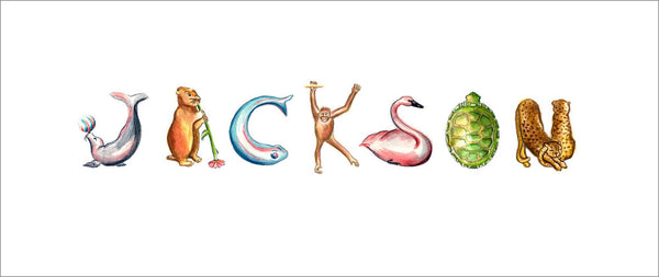 CN-8 Custom Name Animal Alphabet Art