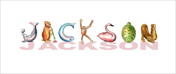 CN-8 Custom Name Animal Alphabet Art