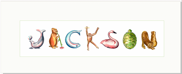 CN-8 Custom Name Animal Alphabet Art  CN R728
