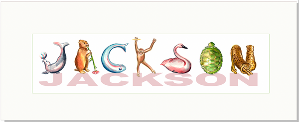 CN-8 Custom Name Animal Alphabet Art  CN R728